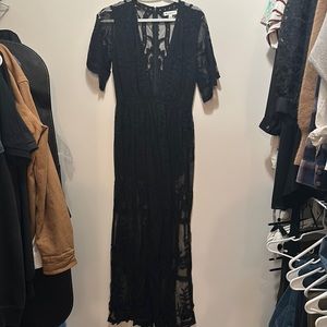 WILD HONEY SMALL MAXI DRESS BLACK LACE